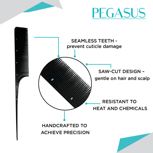 PEGASUS 141 - Rat-tail FLEXINITE Comb with long teeth