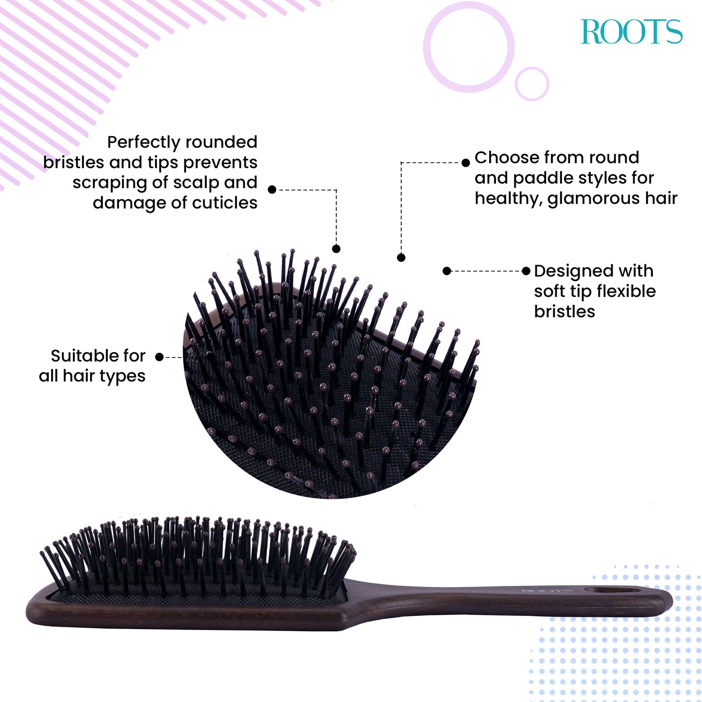Roots TruGlam Large Paddle Hair Brush (WDRP03)