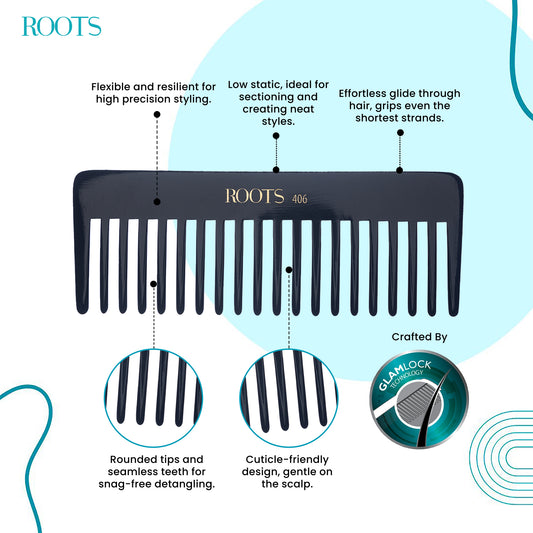 Roots Professional Wide Tooth Comb (406)