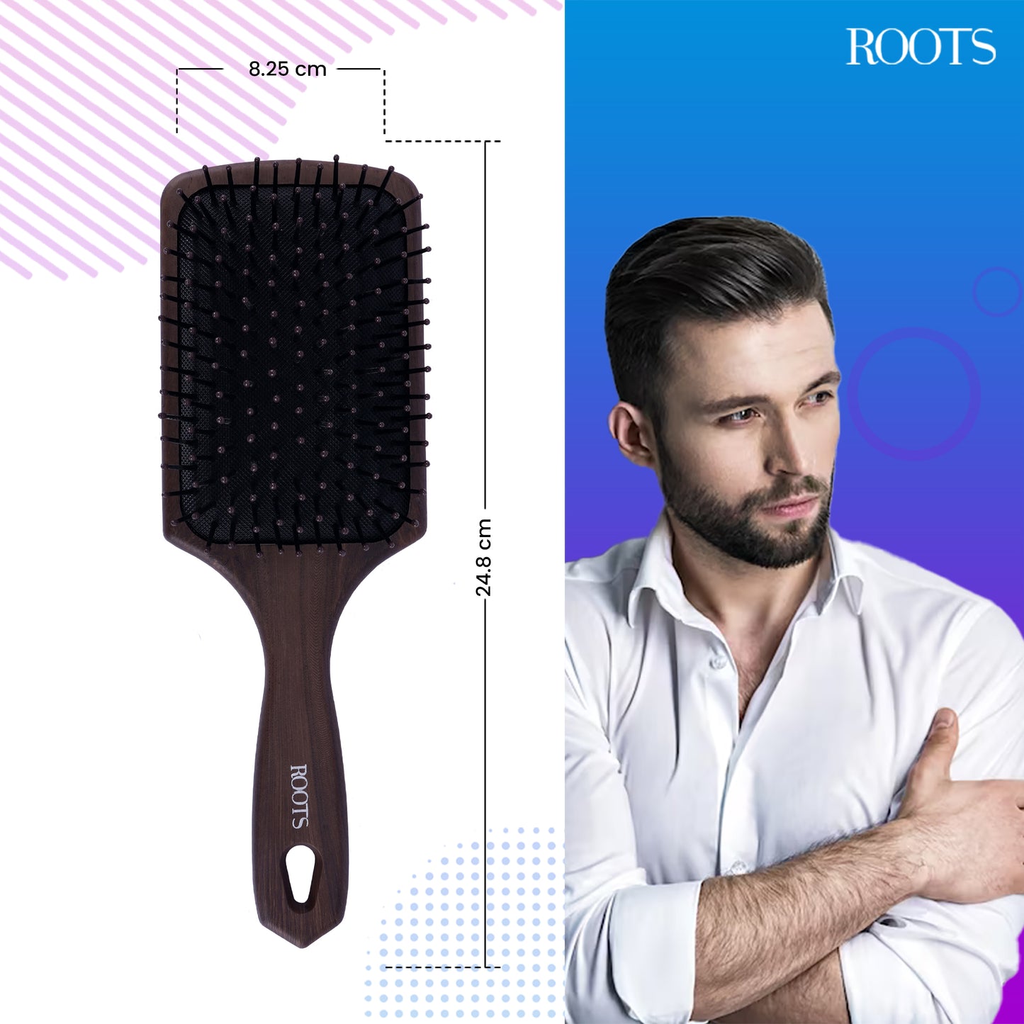 Roots TruGlam Large Paddle Hair Brush (WDRP03)