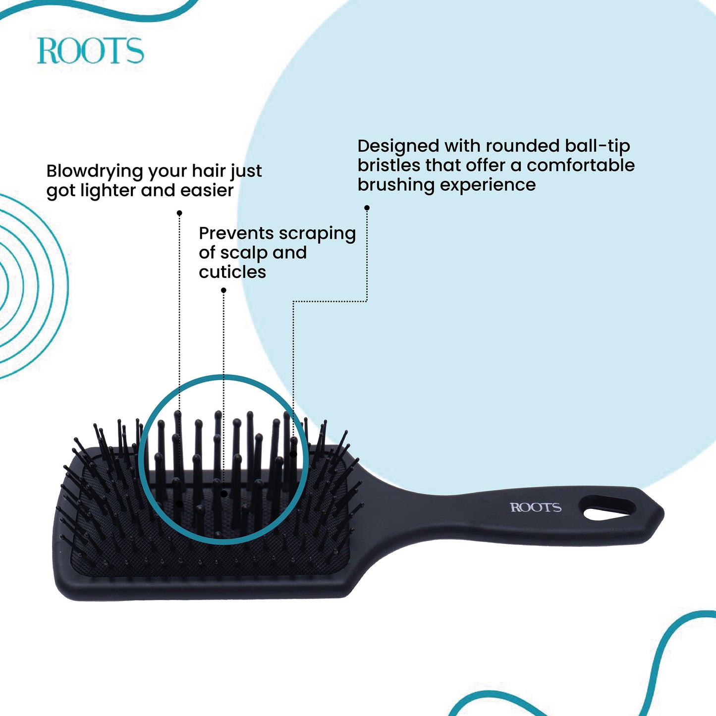 Roots Paddle Brush for Damage-free Blow drying (PIP03)