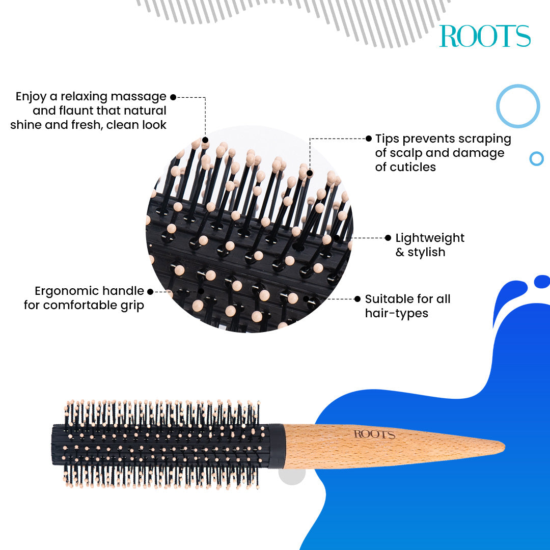 Roots Round Brush with wooden handle (BWR12)