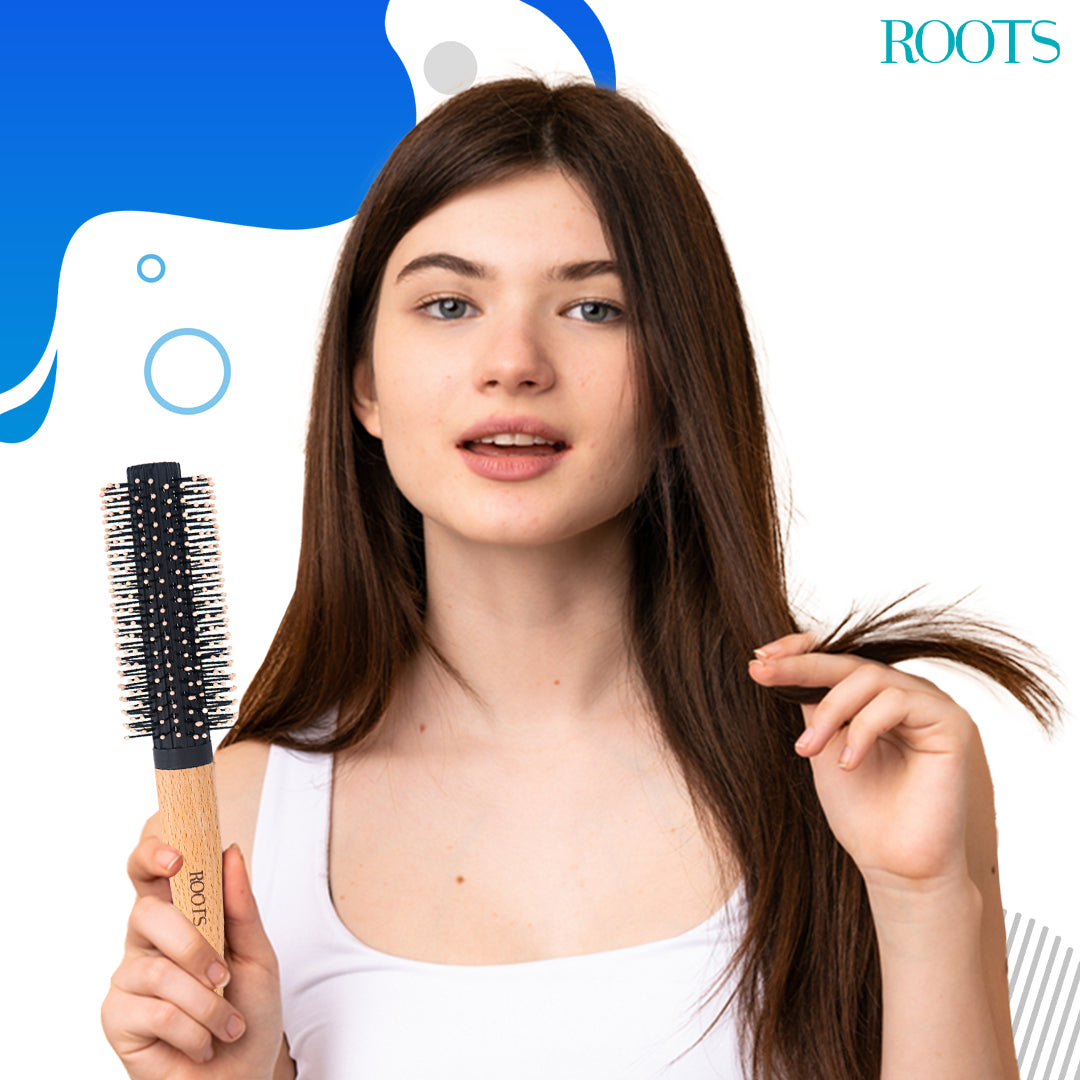 Roots Round Brush with wooden handle (BWR12)