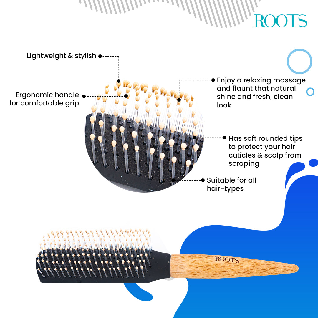 Roots Round Brush with wooden handle (BWR44)