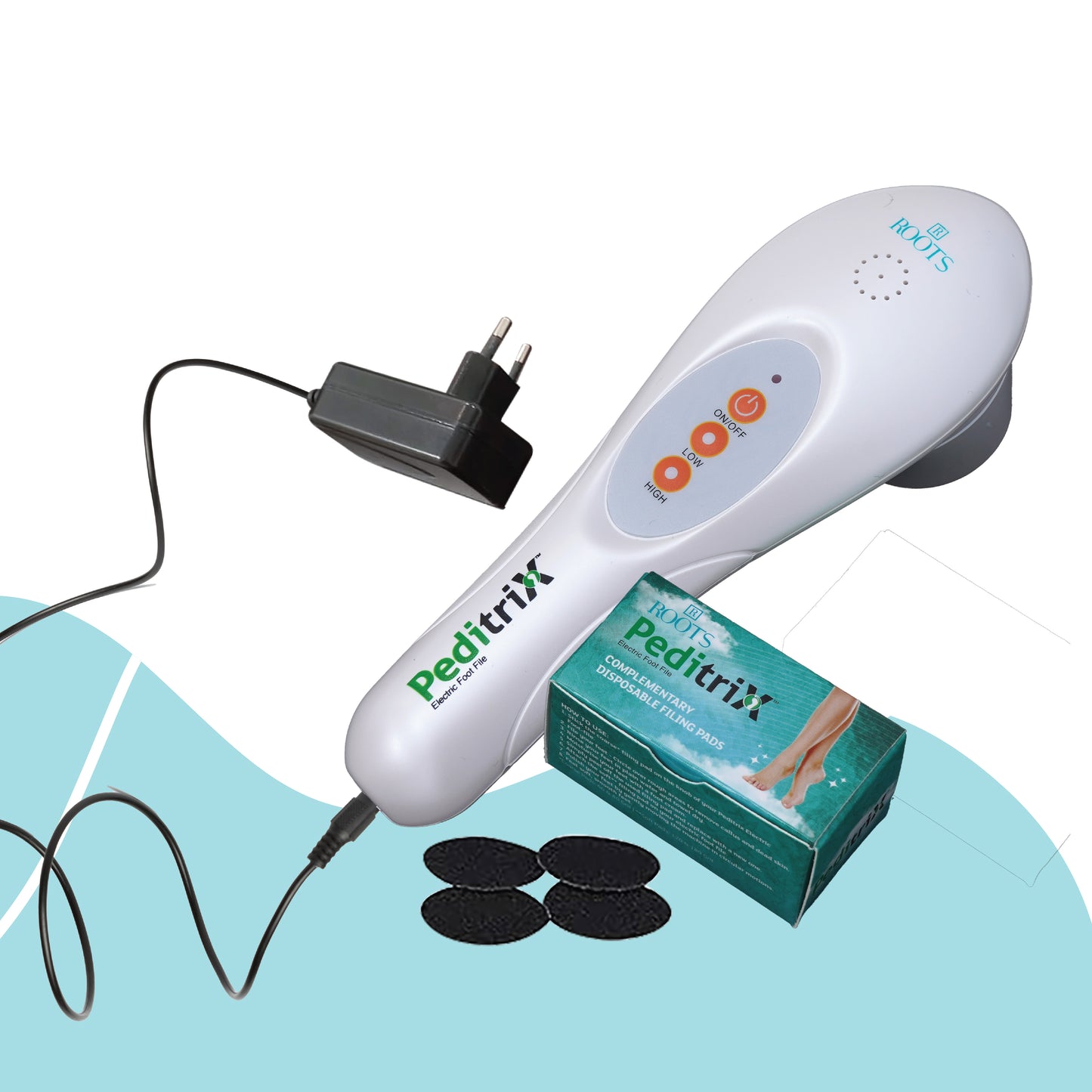 Roots Peditrix Foot Filer (PPF01) with complementary grit packs