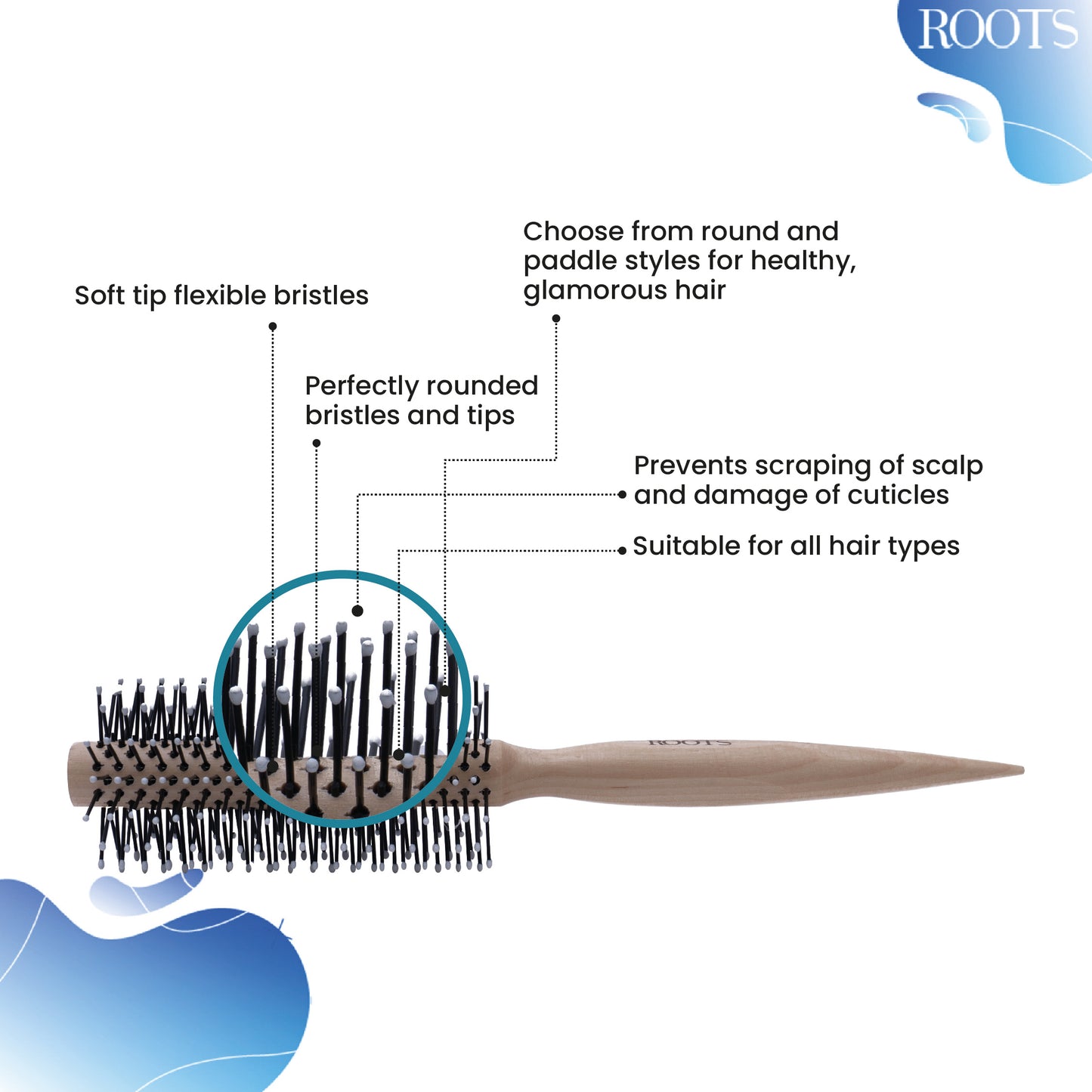 Roots Round Wooden Brush (TG11-W)
