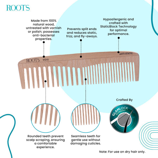 Roots Wooden Dressing Comb (WD10)