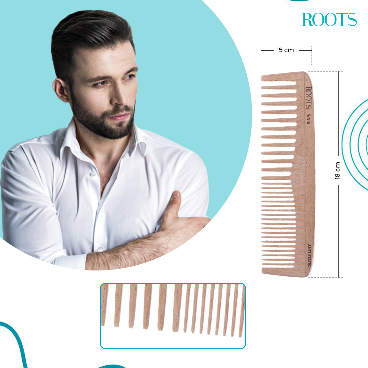 Roots Wooden Dressing Comb (WD10)