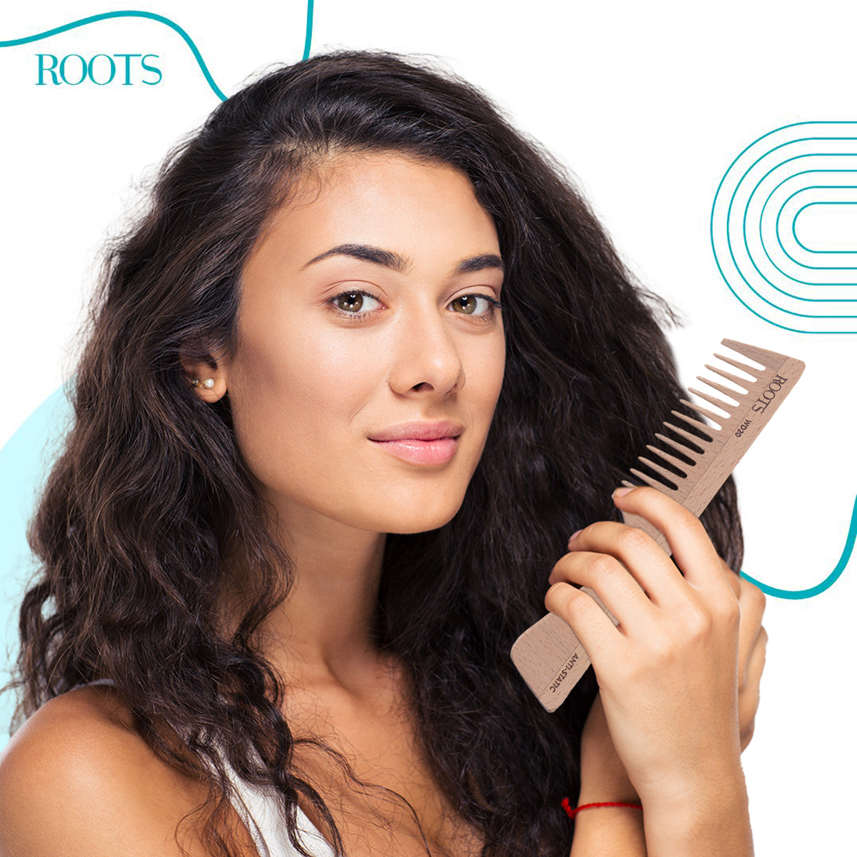 Roots Wooden Wide Tooth Handle Comb (WD20)