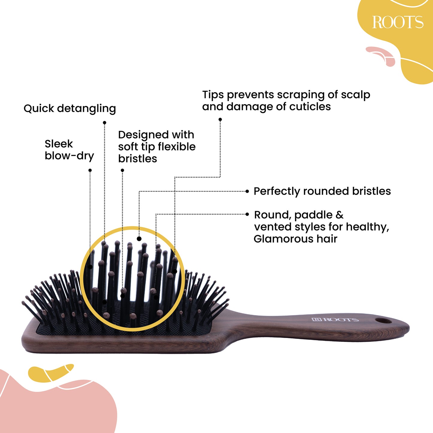 Roots TruGlam Medium Paddle Hair Brush (WDRP04)