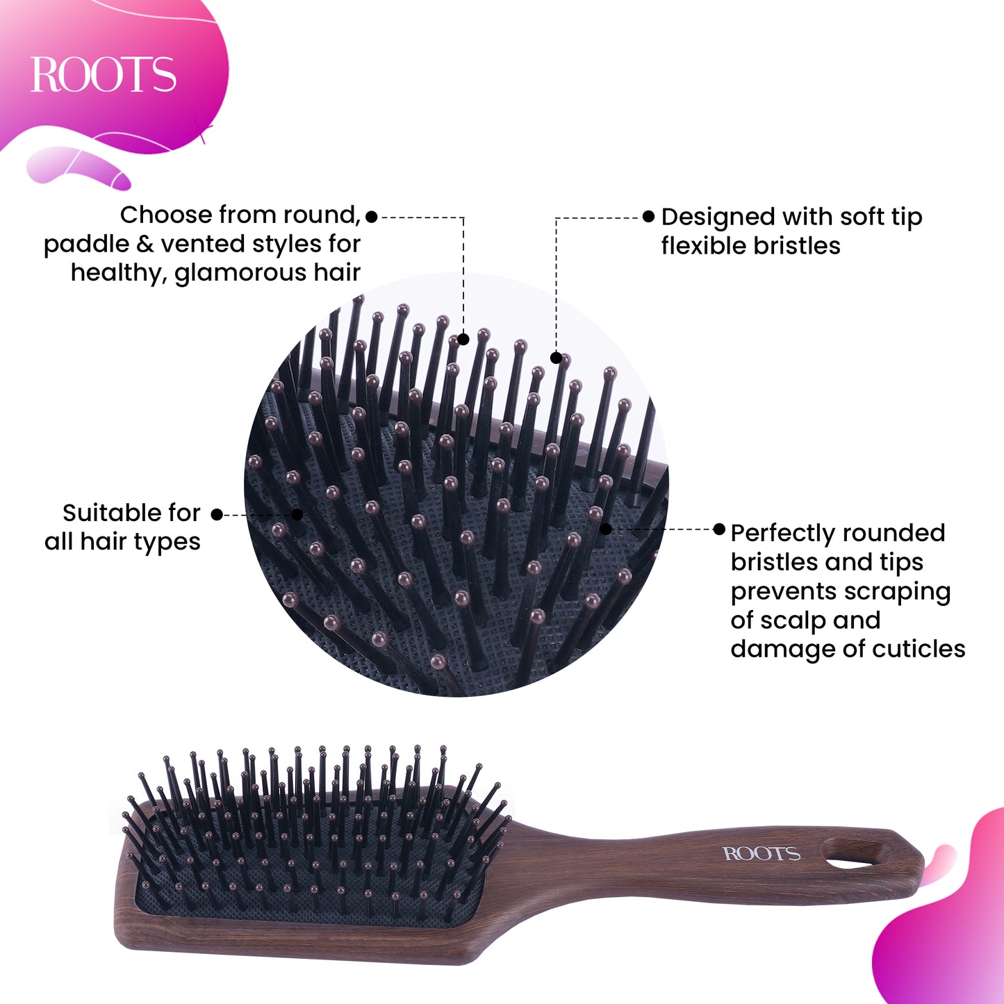 Roots TruGlam Medium size Styling Hair Brush (WDR85)