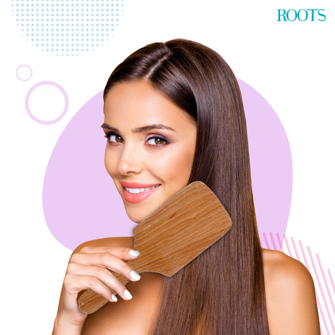 Roots Paddle Wooden Brush with Wood Pins (WPP-BW)