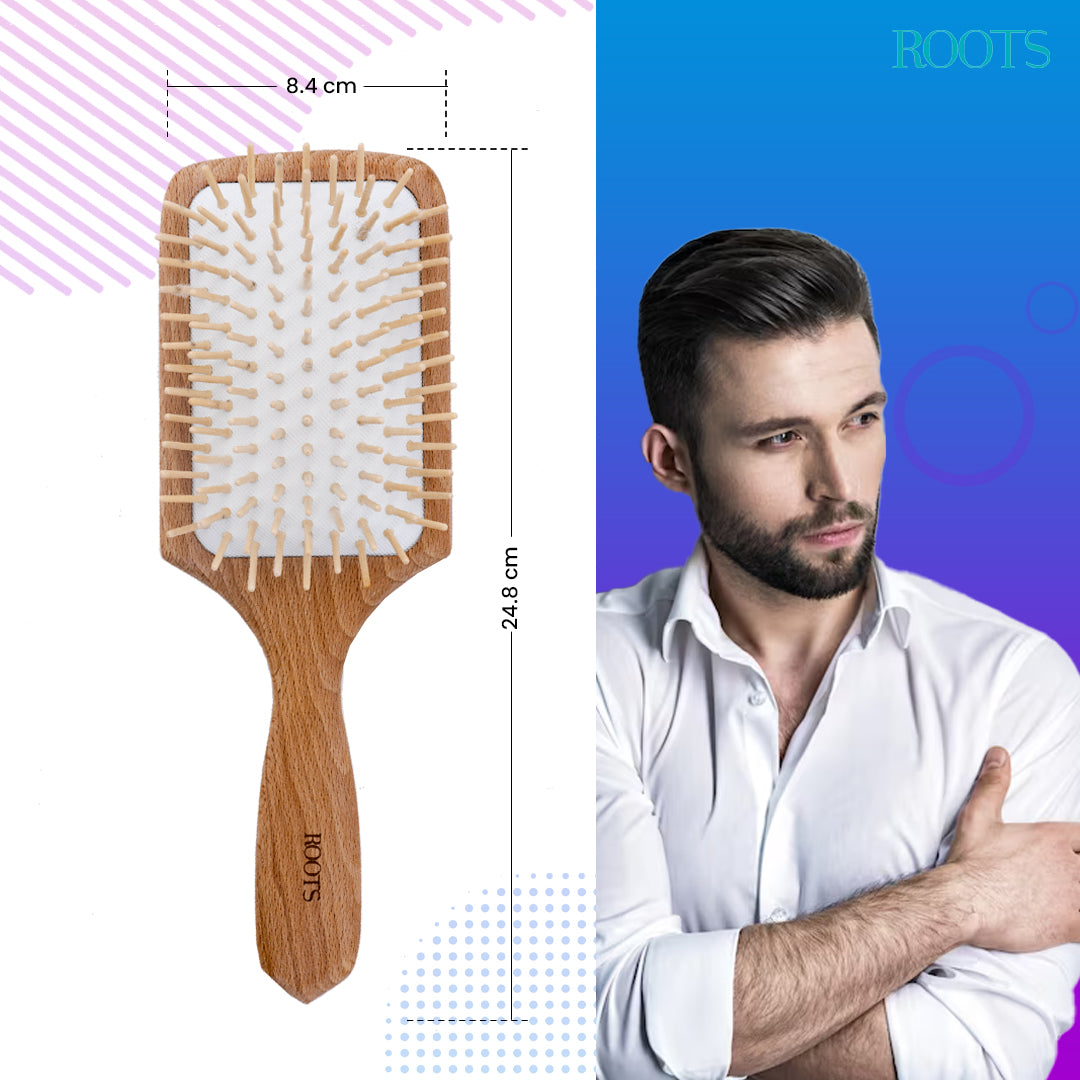 Roots Paddle Wooden Brush with Wood Pins (WPP-BW)