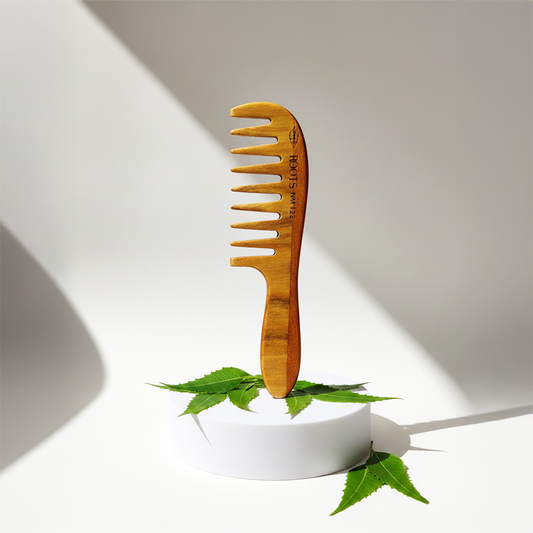 Roots Neem Wooden Comb with Handle (NM122)