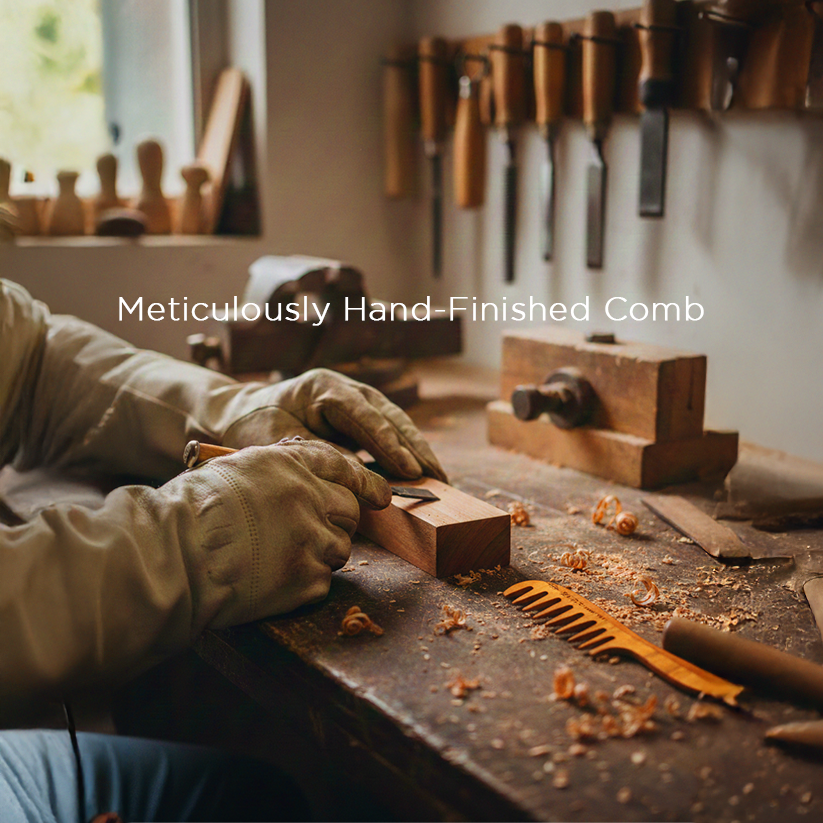 Roots Neem Wooden Comb with Handle (NM122)