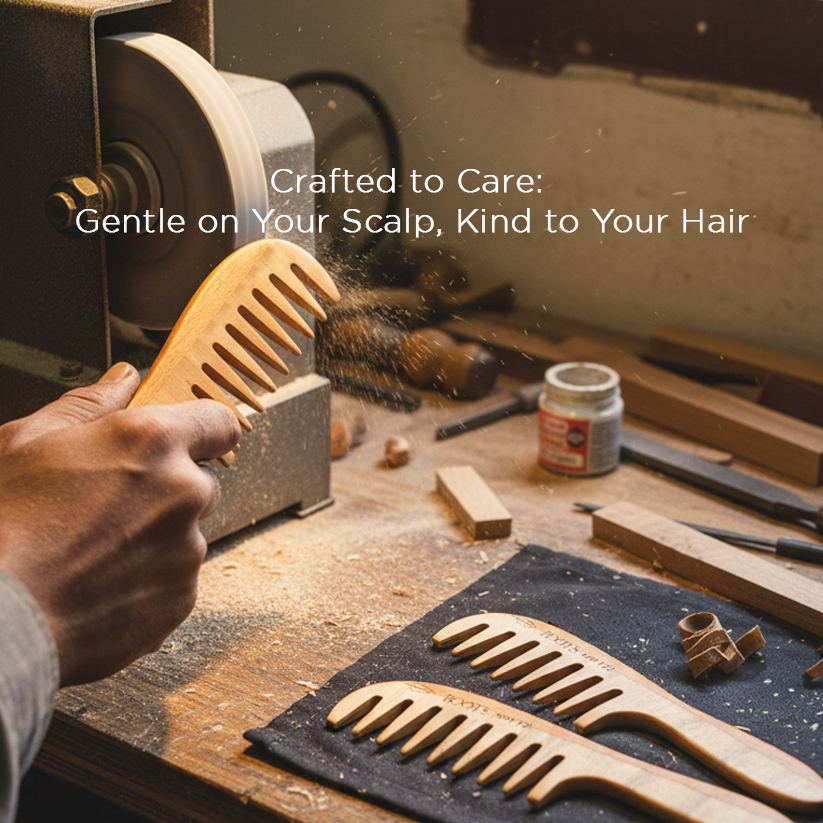 Roots Neem Wooden Comb with Handle (NM121)