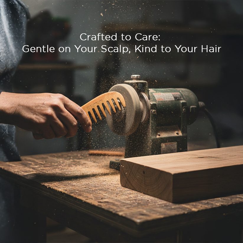 Roots Neem Wooden Comb with Handle (NM122)