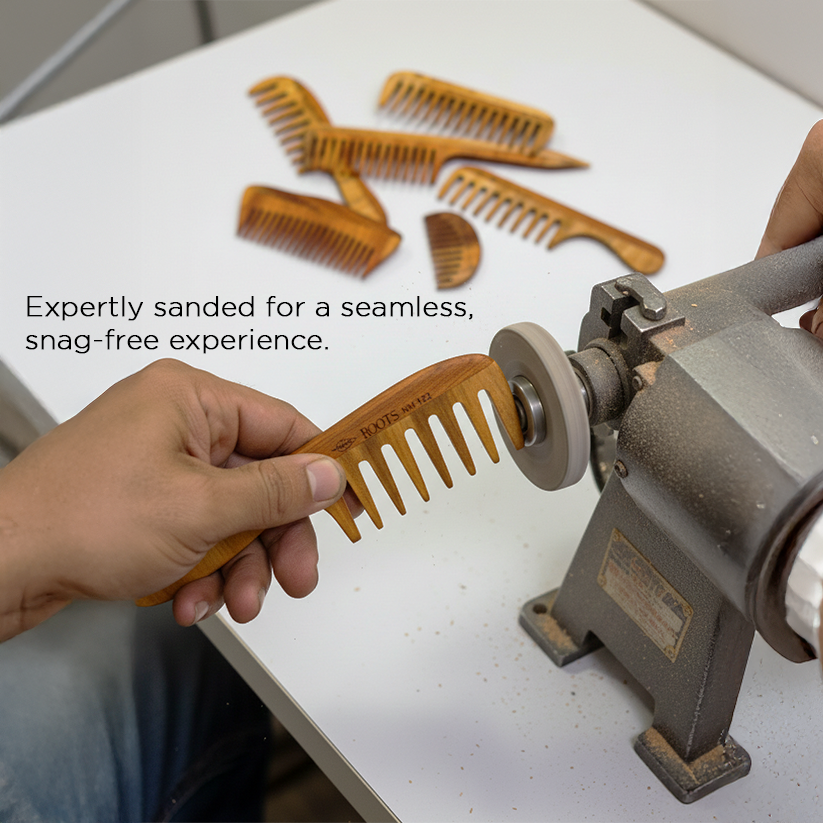 Roots Neem Wooden Comb with Handle (NM122)