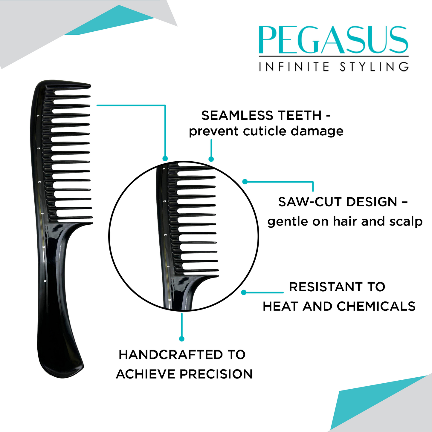 Pegasus 502 - Handle Comb with wide teeth