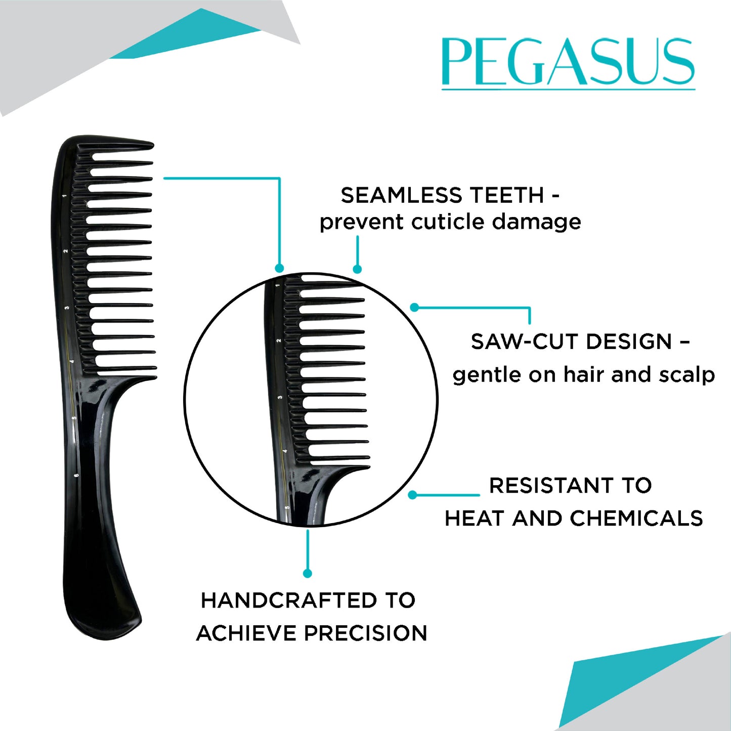 PEGASUS 502 - Handle FLEXINITE Comb with wide teeth
