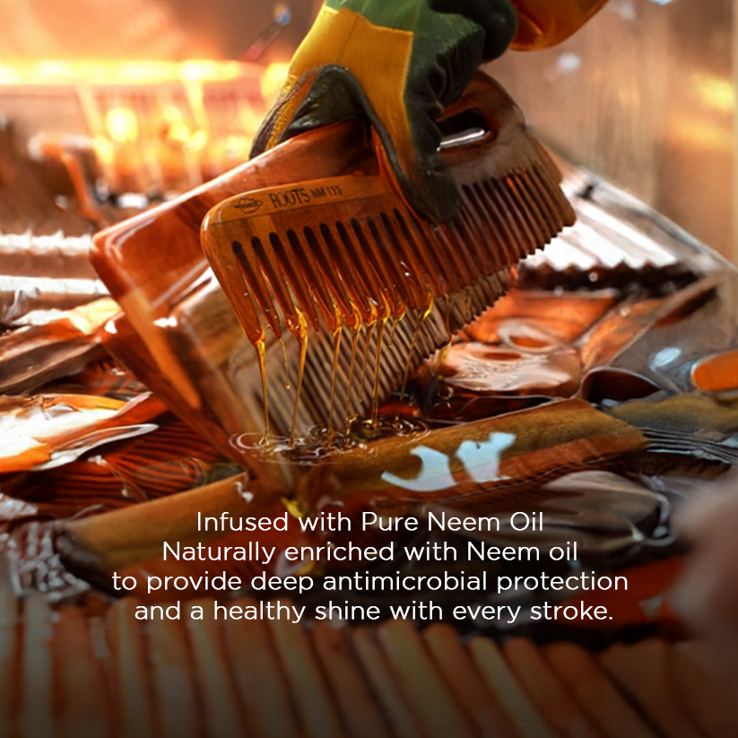 Roots Neem Wooden Comb with Handle (NM122)