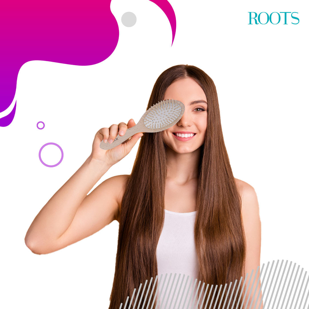 Roots Oval Wooden Brush with Wood Pins (WPO-BW)