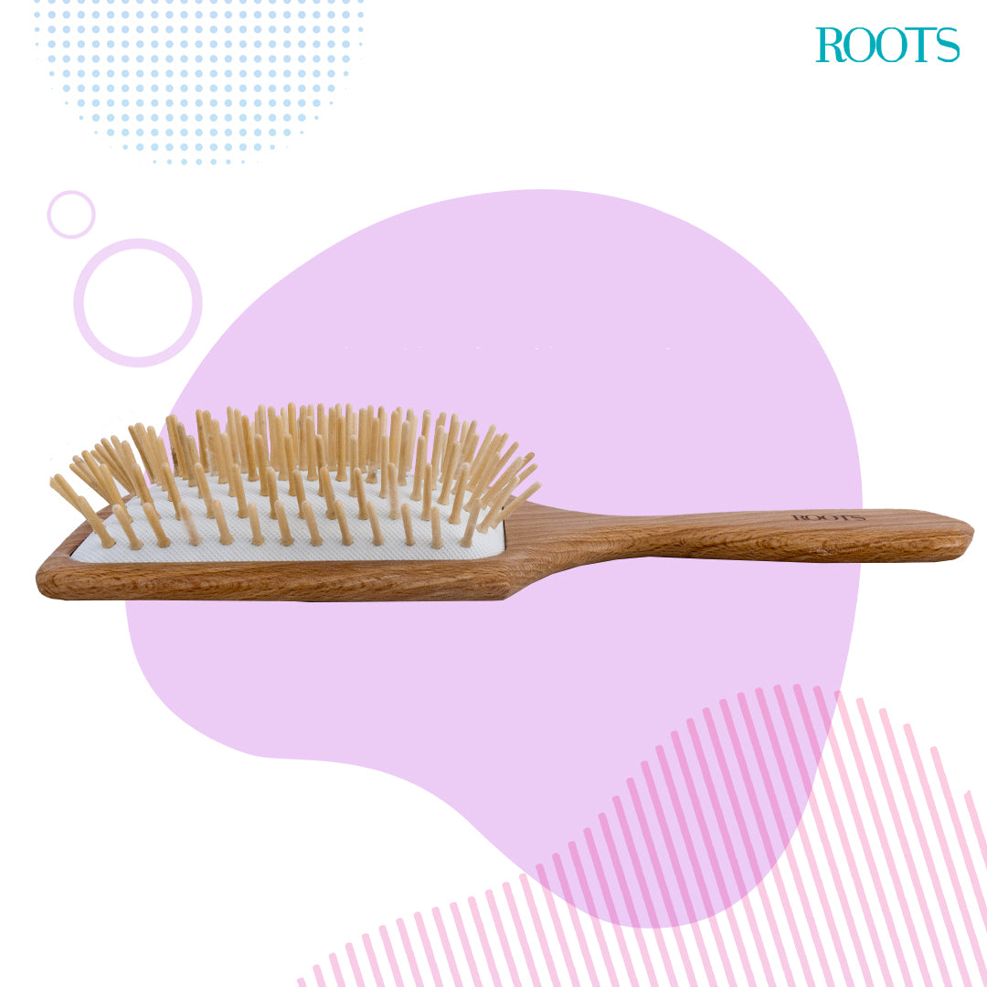 Roots Paddle Wooden Brush with Wood Pins (WPP-BW)
